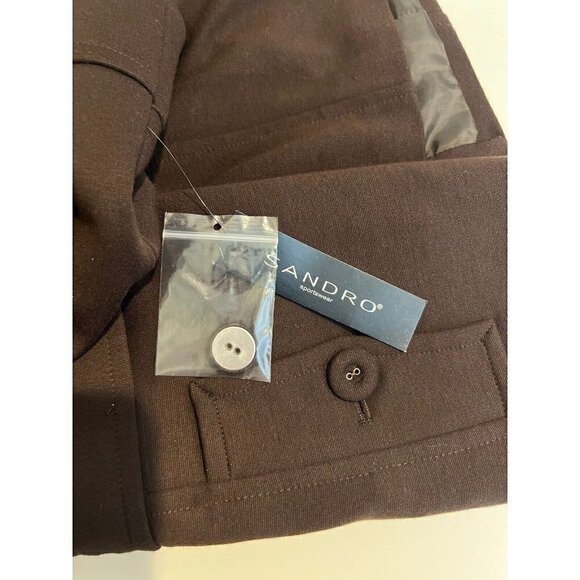 Sandro Sportswear Jacket Crop Swing Boxy Small Stretch Work Career Brown New NWT - Picture 6 of 7
